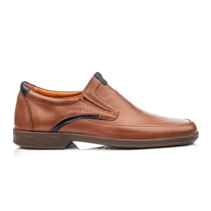 Boxer loafer δερμάτινα ανδρικά μοκασίνια σε ταμπά χρώμα
