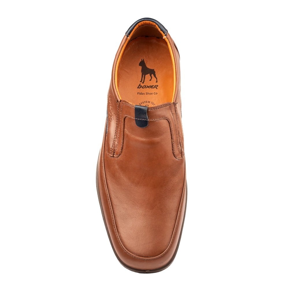 Boxer loafer δερμάτινα ανδρικά μοκασίνια σε ταμπά χρώμα - Image 3
