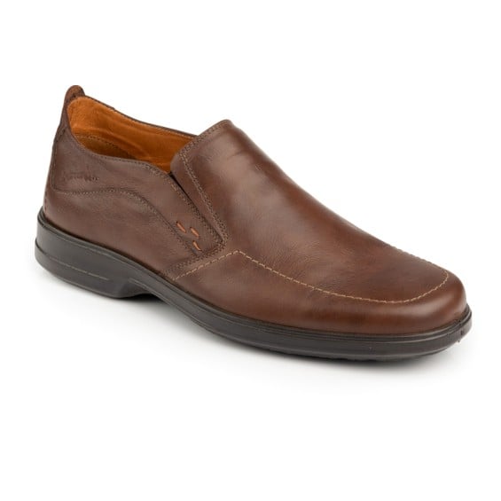 Boxer loafer δερμάτινα ανδρικά μοκασίνια σε ταμπά χρώμα - Image 3