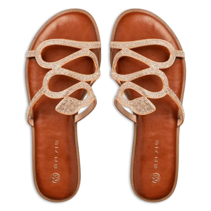 Envie flat sandals snake strass γυναικεία σανδάλια με στρας - Image 4