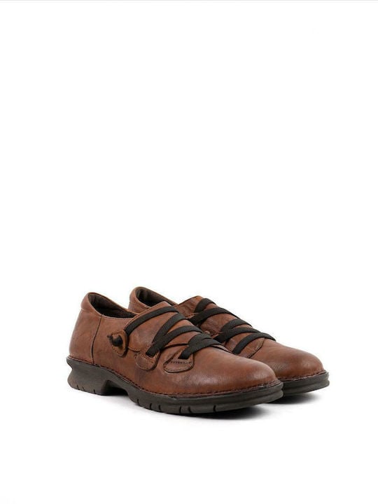 Khrio γυναικεία δερμάτινα oxfords σε ταμπά χρώμα - Image 4