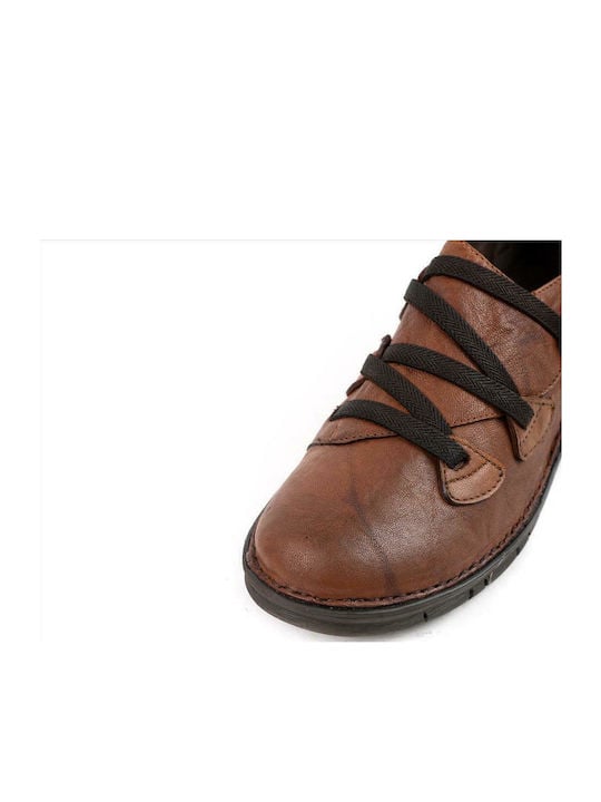Khrio γυναικεία δερμάτινα oxfords σε ταμπά χρώμα - Image 3