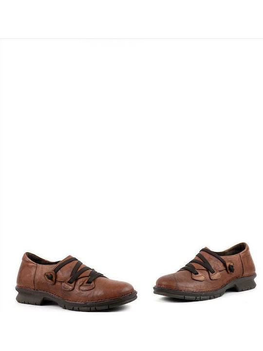 Khrio γυναικεία δερμάτινα oxfords σε ταμπά χρώμα - Image 2