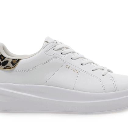 Seven sneakers γυναικείο σε λευκό χρώμα με λεοπάρ